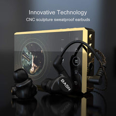BASN Metalen 4 Drivers HiFi (2DD+2BA) In-Ear Monitor Headphones Black