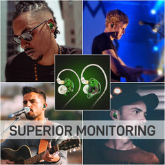 BASN Bmaster Triple Drivers HiFi Stereo Noise-Isolating in Ear Monitor Headphone(Green)