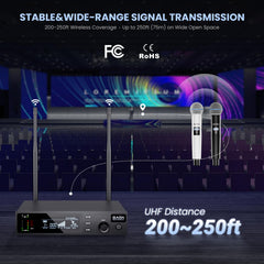 BASN UHF Dual Channel Wireless Microphone System