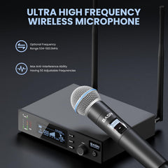 BASN UHF Dual Channel Wireless Microphone System