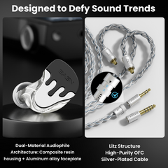 BASN BmasterX 6 Drivers(1DD+3BA+2PZT)In Ear Monitor Headphone (Black-White)