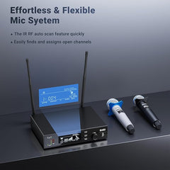 BASN UHF Dual Channel Wireless Microphone System
