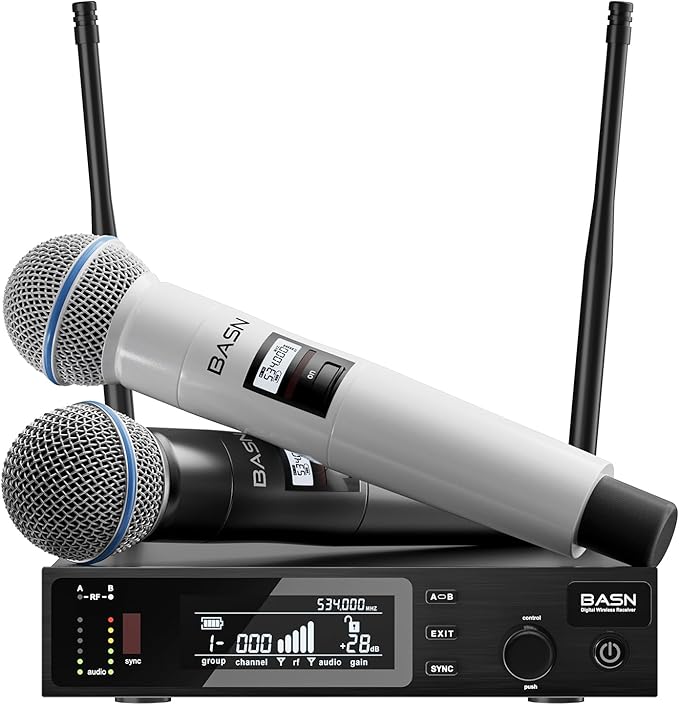 BASN UHF Dual Channel Wireless Microphone System