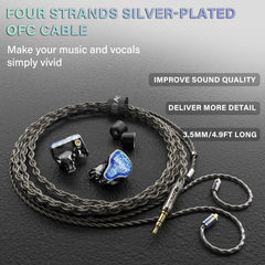 BASN Bmaster5 Five Drivers (1DD+4BA) MMCX Connector In Ear Monitor Headphone (Baltic Blue)