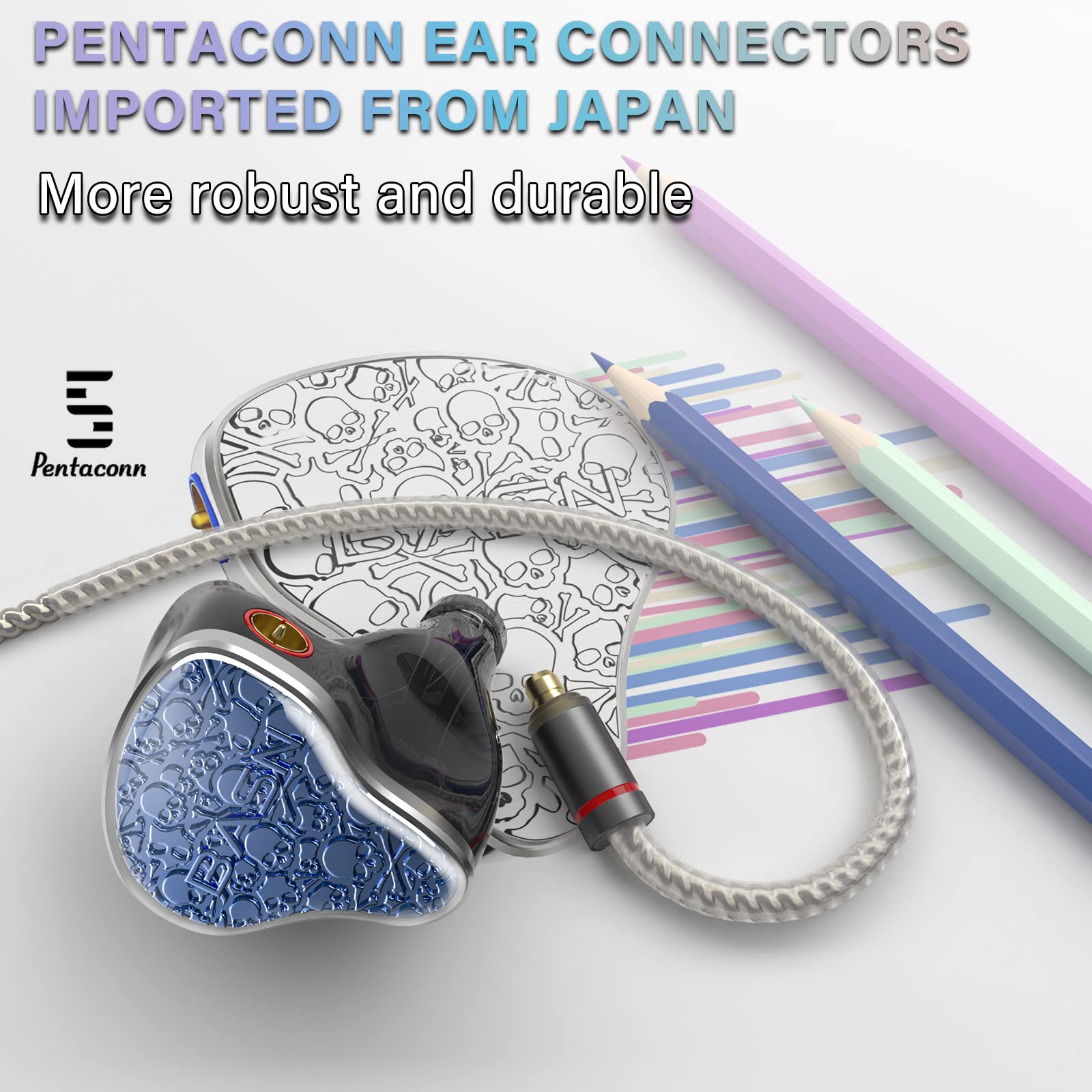 BASN Bmaster5 Five Drivers (1DD+4BA) PE Connector In Ear Monitor Headphone (Baltic Blue)