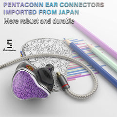 BASN Bmaster5 Five Drivers (1DD+4BA) PE Connector In Ear Monitor Headphone (Purple)