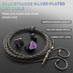 BASN Bmaster5 Five Drivers (1DD+4BA) PE Connector In Ear Monitor Headphone (Purple)