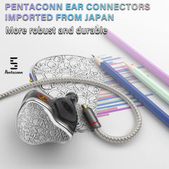 BASN Bmaster5 Five Drivers (1DD+4BA) PE Connector In Ear Monitor Headphone (Silver)