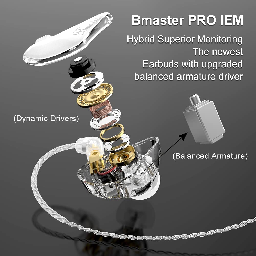 BASN Bmaster Pro 2-Pin Triple Drivers in Ear Monitor Headphone (White-Black)