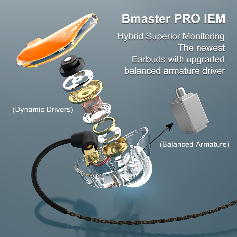 BASN Bmaster Pro Triple Drivers in Ear Monitor Headphone Orange-Black