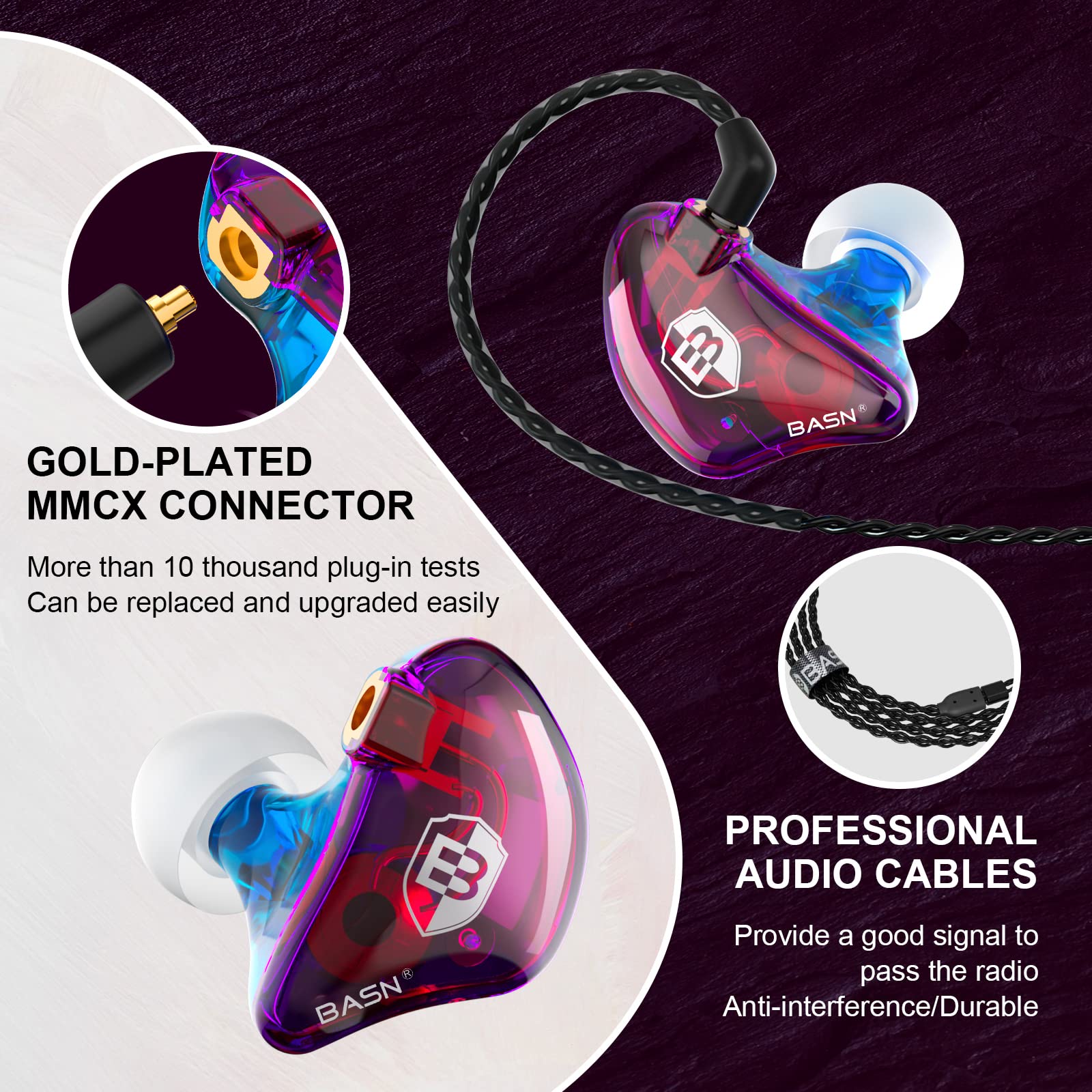 BASN Bsinger Pro IEM Earphone - Professional Sound Isolating Earphone (Colorful) 2