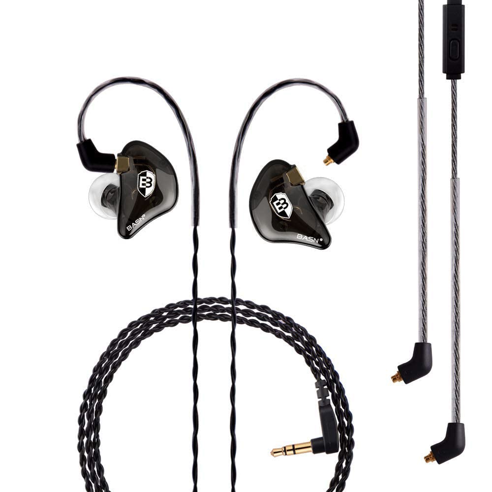 BASN Bsinger Pro IEM Earphones for Singers Drummers Musicians (Black)