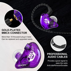 BASN Bsinger Pro IEM Earphones with Dual Driver Dynamic for Musicians Audiophiles (Purple) 2