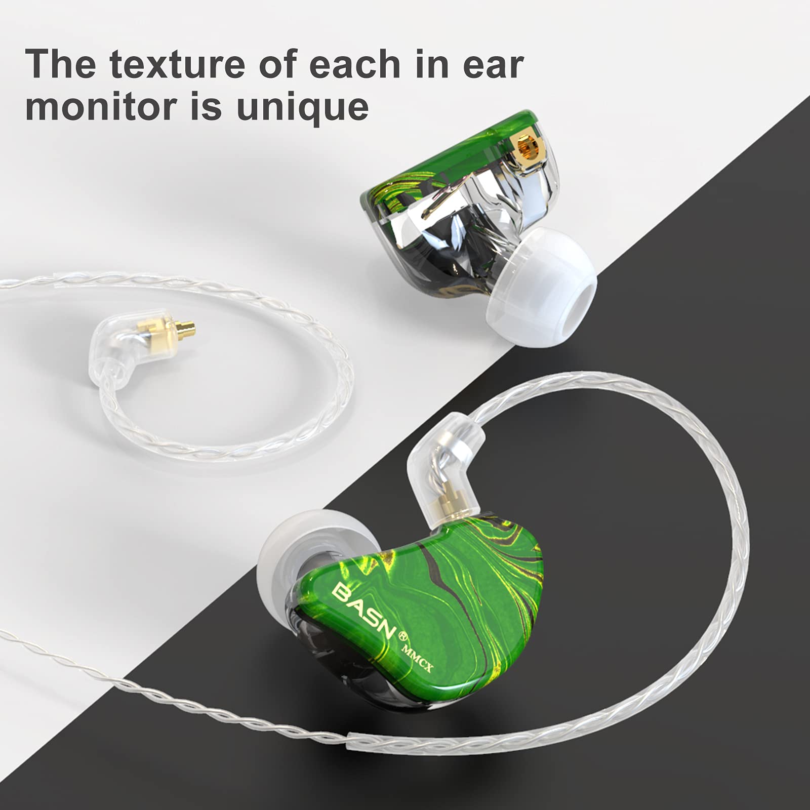 BASN MMCX in Ear Monitor Triple Driver Noise Isolating Headphones Forest Green