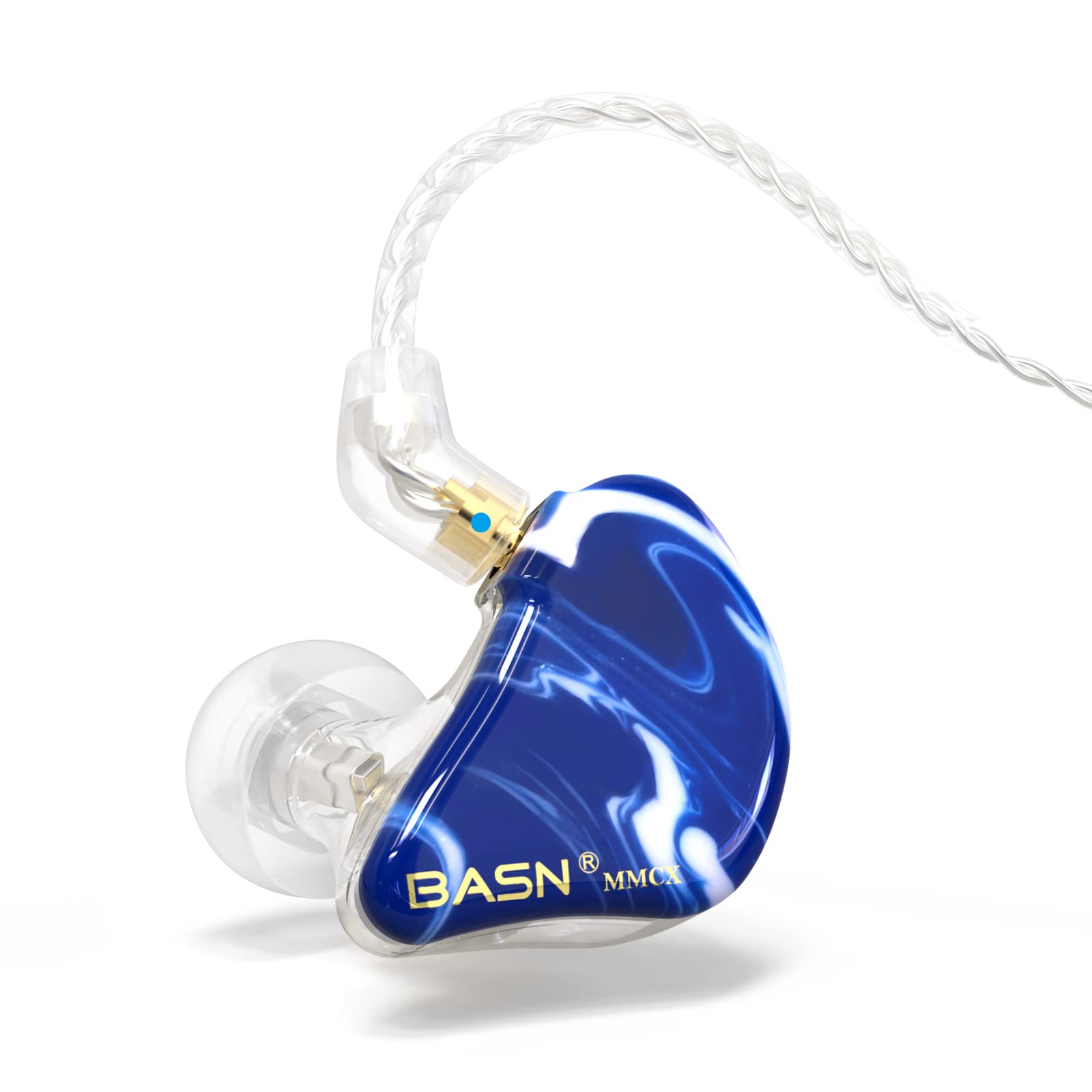 BASN MMCX in Ear Monitor Triple Driver Noise Isolating Headphones (Ice Blue)