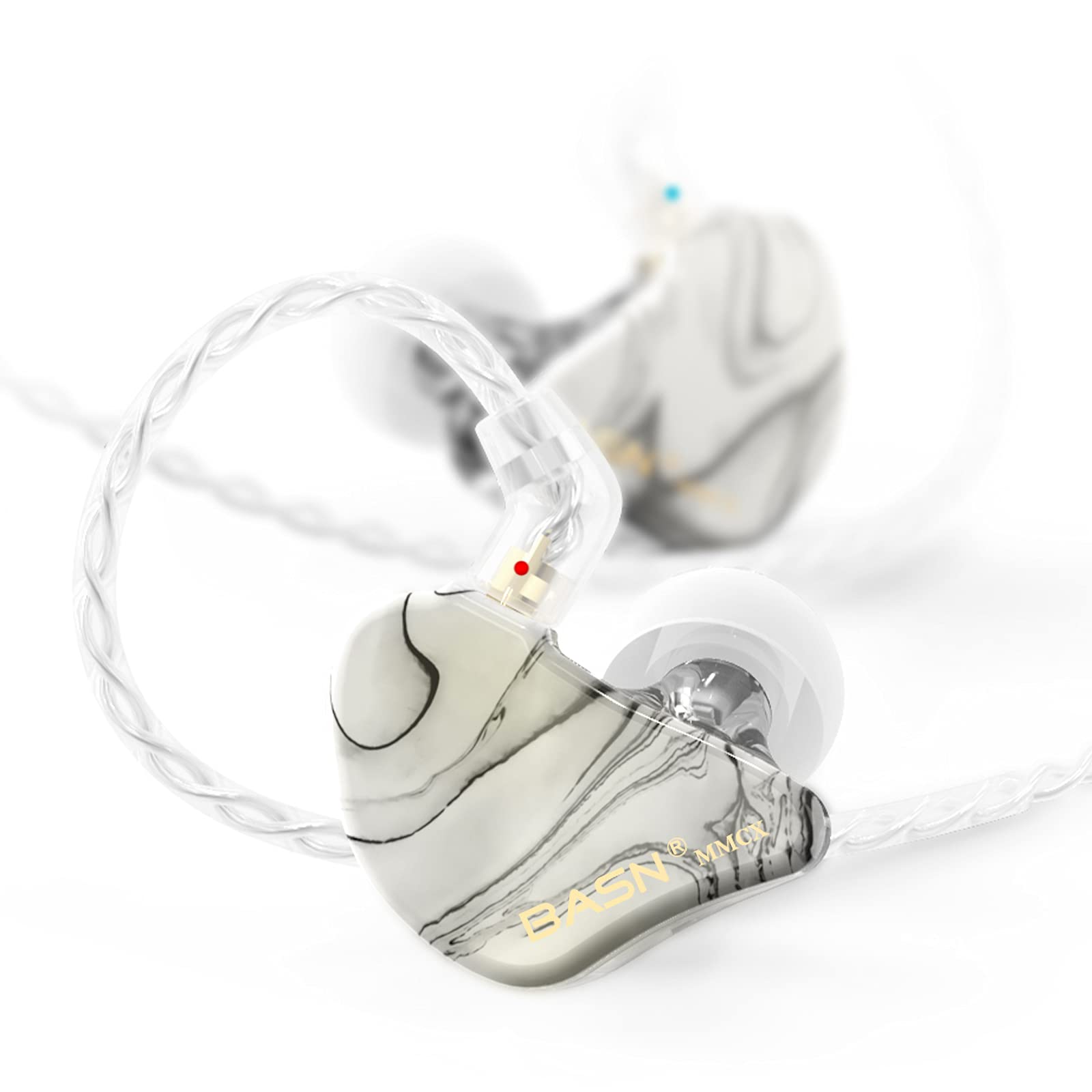 BASN MMCX in Ear Monitor Triple Driver Noise Isolating Headphones Porcelain White 