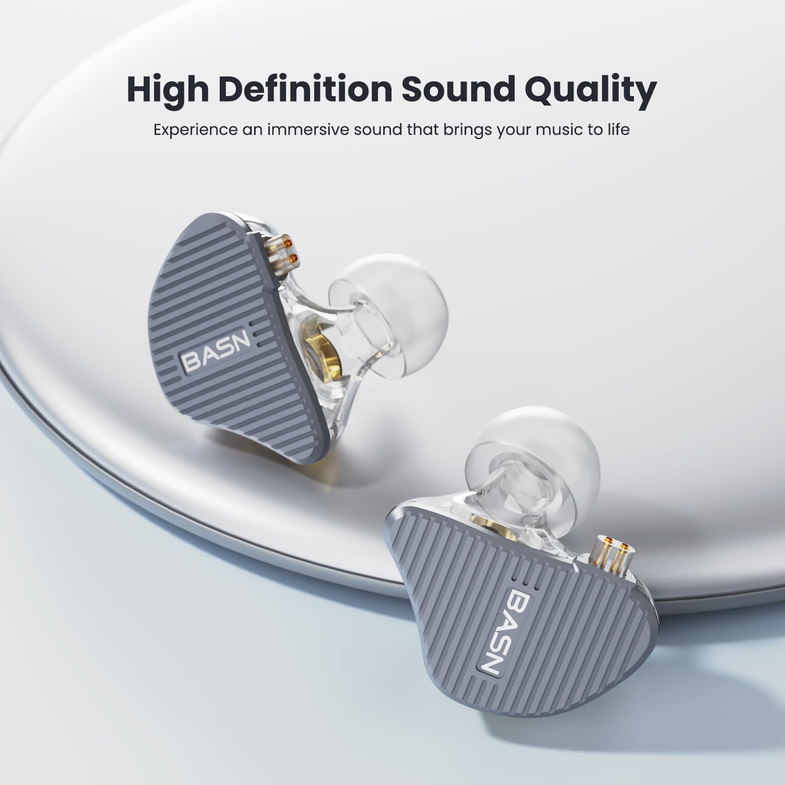 BASN Mix-PD 2-Pin Planar Driver+Dynamic Driver HiFi in Ear Monitor Earphone (Grey)