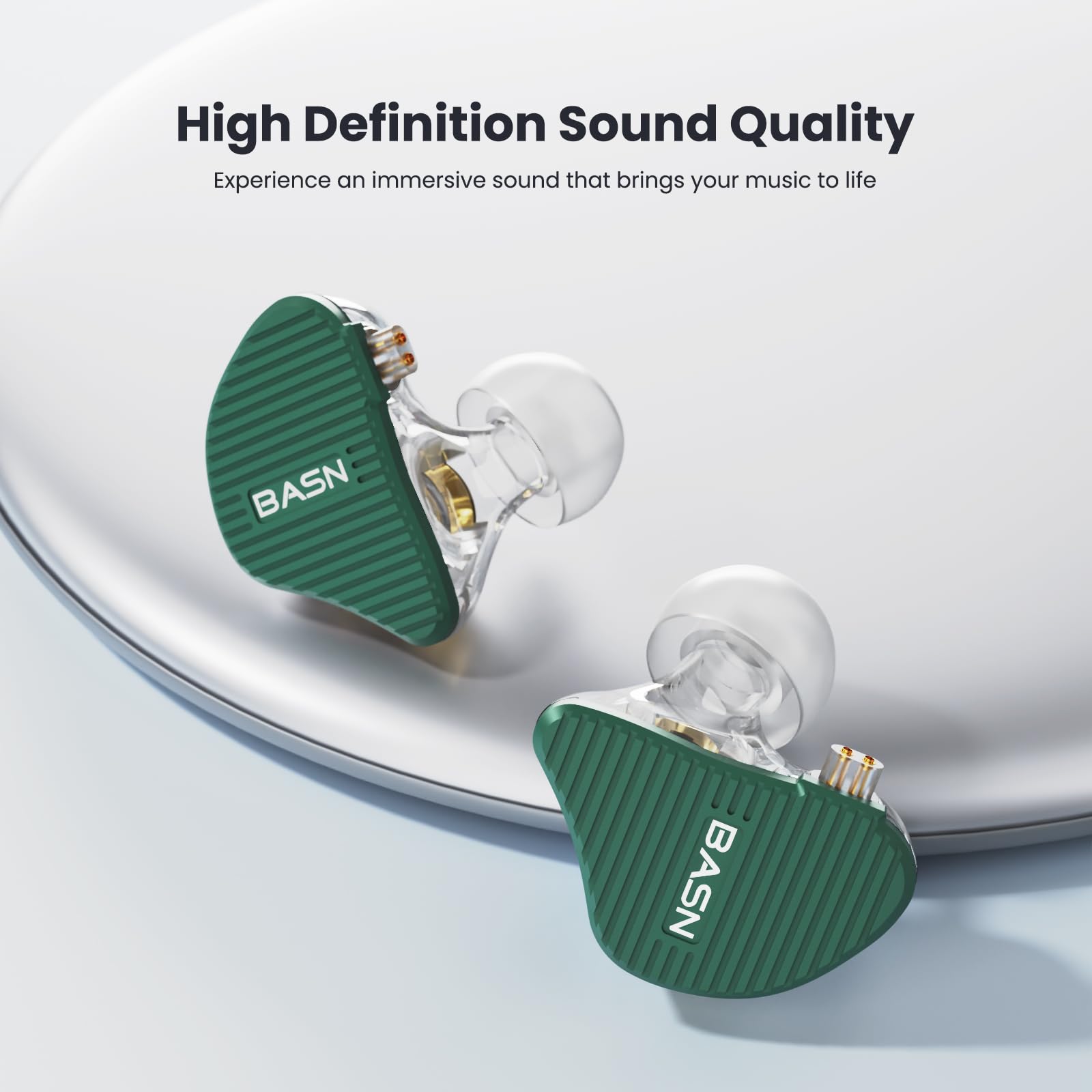 BASN Mix-PD 2-Pin Planar Driver+Dynamic Driver HiFi in Ear Monitor Earphone (Green)