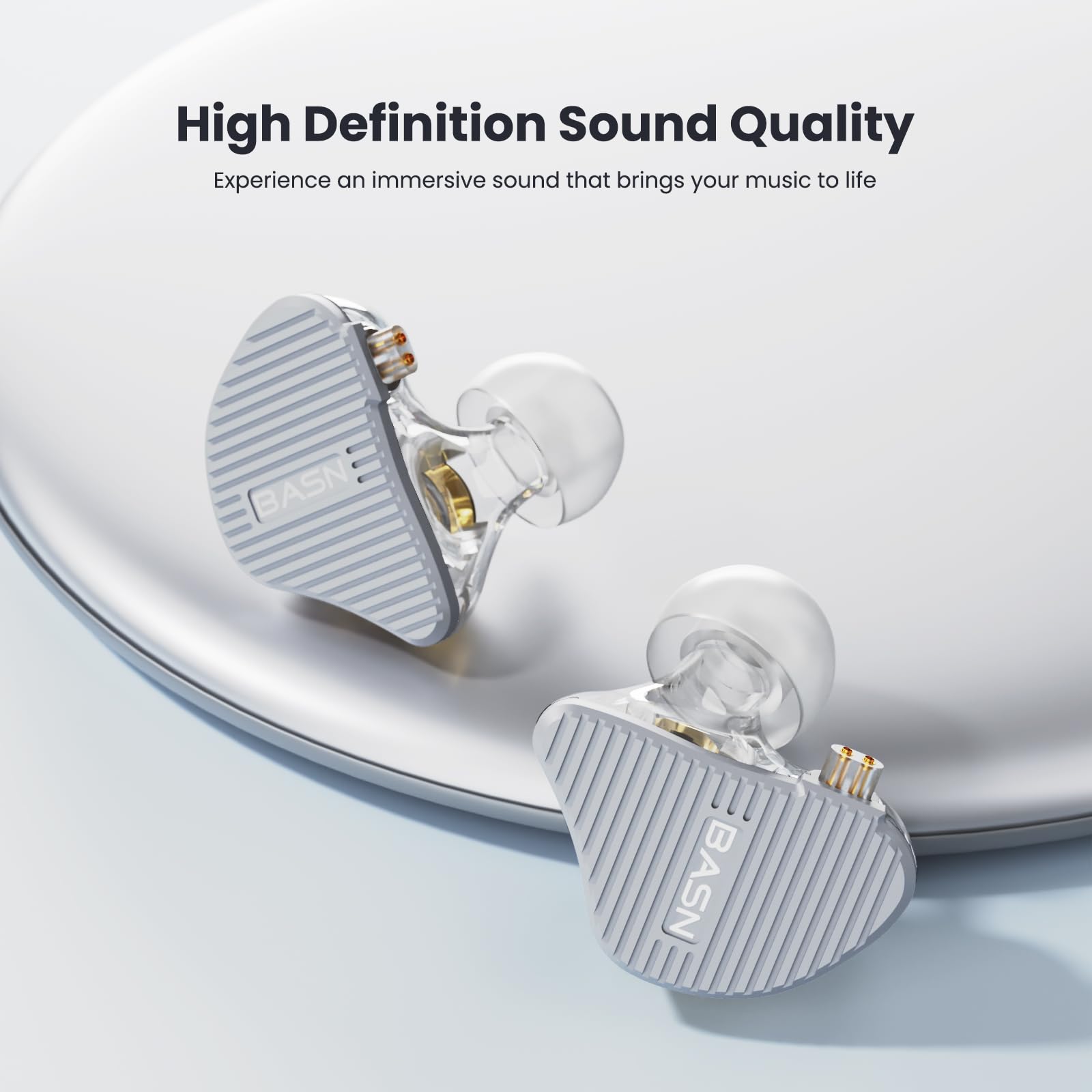 BASN Mix-PD 2-Pin Planar Driver+Dynamic Driver HiFi in Ear Monitor Earphone (Silver)