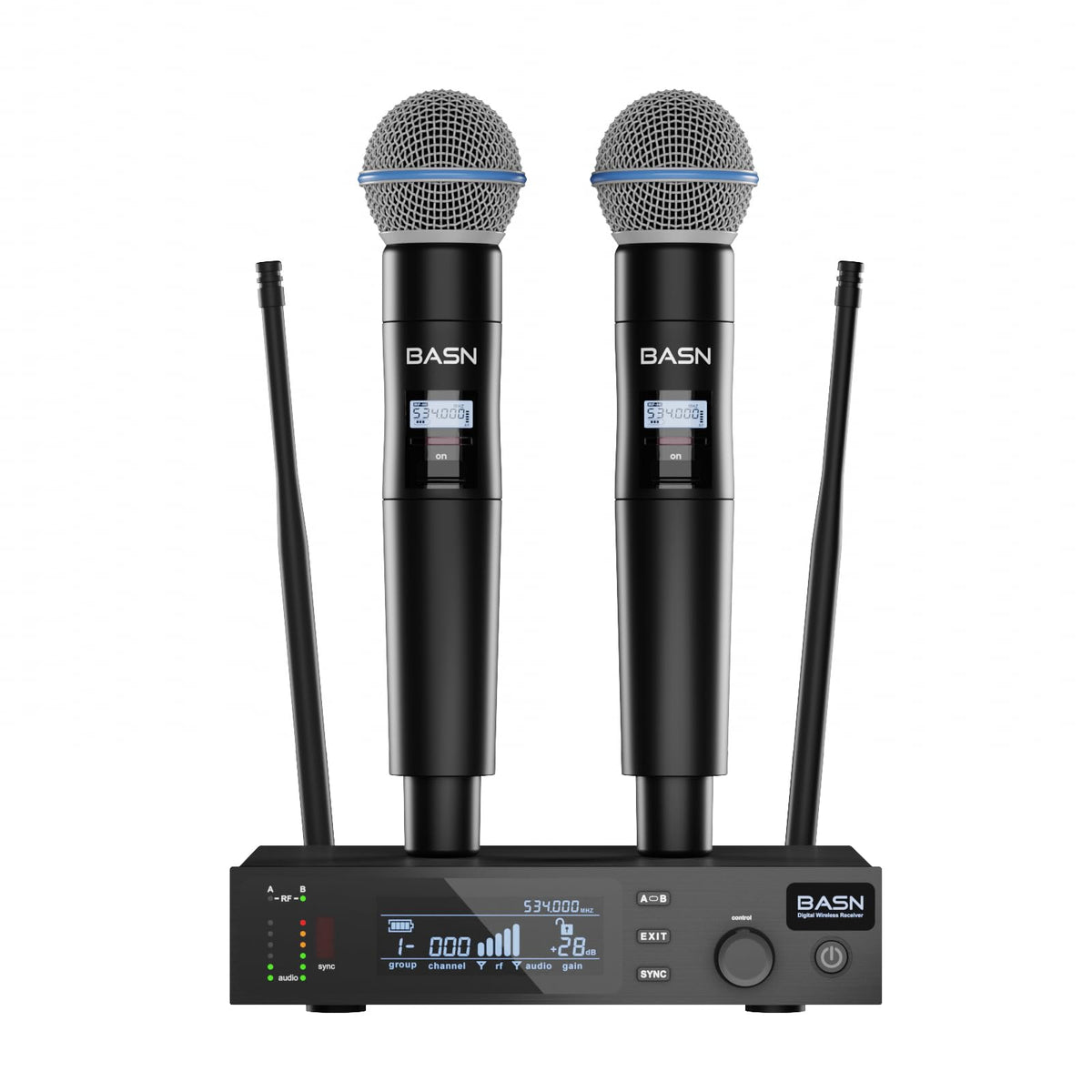 BASN UHF Dual Channel Wireless Microphone System
